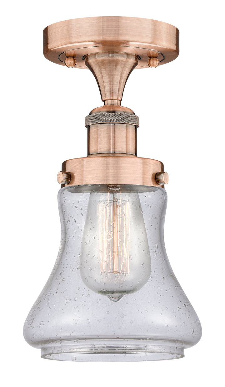 Innovations Lighting Bellmont 6" Semi-Flush Mount - Antique Copper Ceiling Semi Flush Mounts Innovations Lighting Seedy ; Glass Type: Seedy; Ribbed  