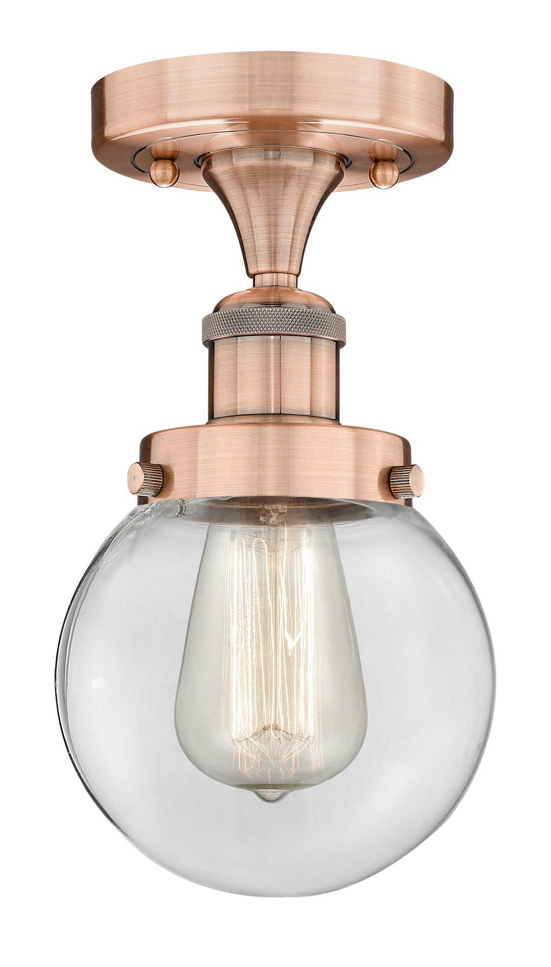 Innovations Lighting Beacon 6" Semi-Flush Mount - Antique Copper Ceiling Semi Flush Mounts Innovations Lighting Clear ; Glass Type: Transparent  