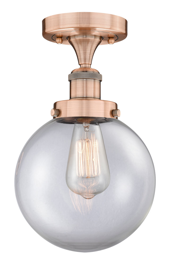 Innovations Lighting Beacon 8" Semi-Flush Mount - Antique Copper Ceiling Semi Flush Mounts Innovations Lighting Clear ; Glass Type: Transparent  