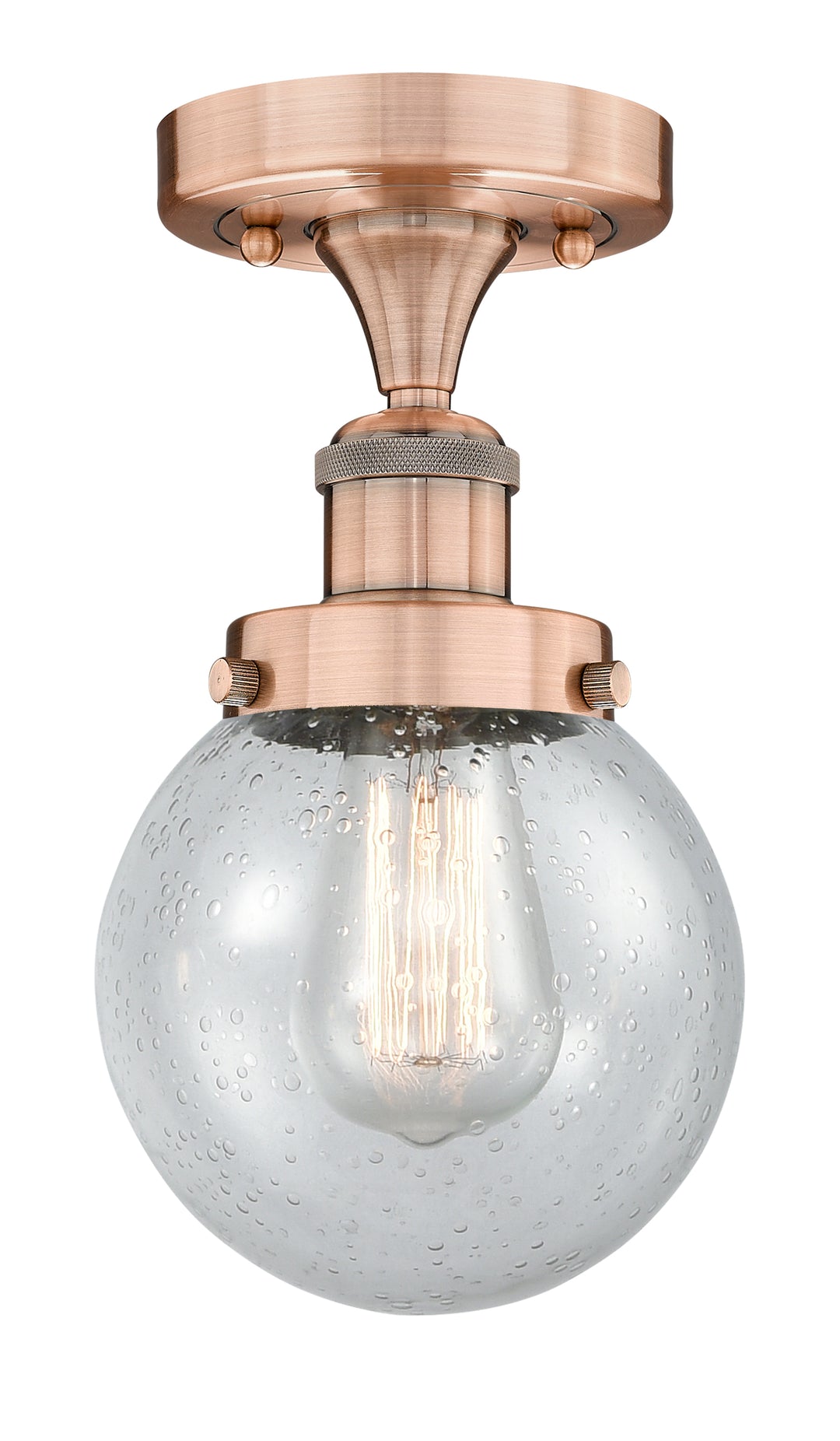 Innovations Lighting Beacon 6" Semi-Flush Mount - Antique Copper Ceiling Semi Flush Mounts Innovations Lighting Seedy ; Glass Type: Seedy  