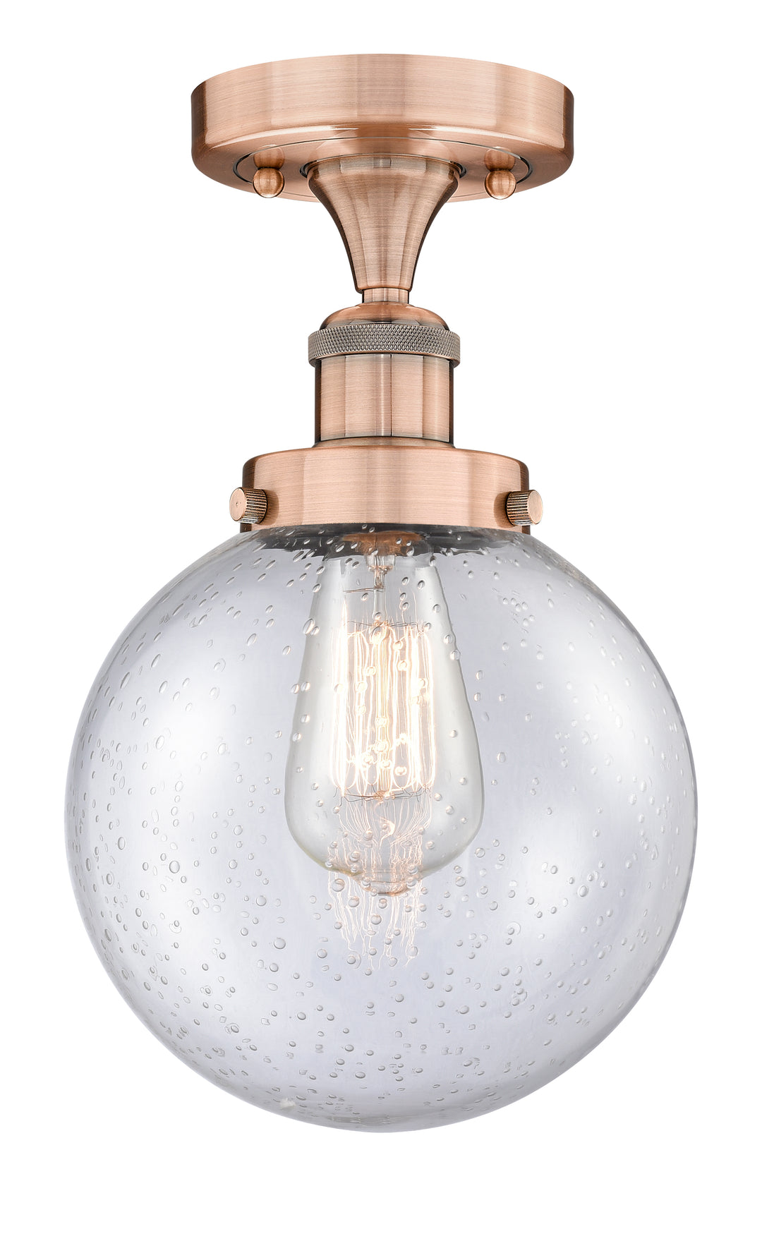 Innovations Lighting Beacon 8" Semi-Flush Mount - Antique Copper Ceiling Semi Flush Mounts Innovations Lighting Seedy ; Glass Type: Seedy  