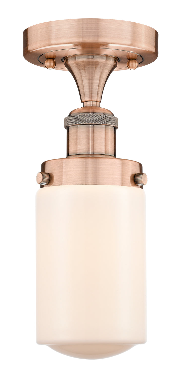 Innovations Lighting Dover 4.5" Semi-Flush Mount - Antique Copper Ceiling Semi Flush Mounts Innovations Lighting Matte White ; Glass Type: Frosted  