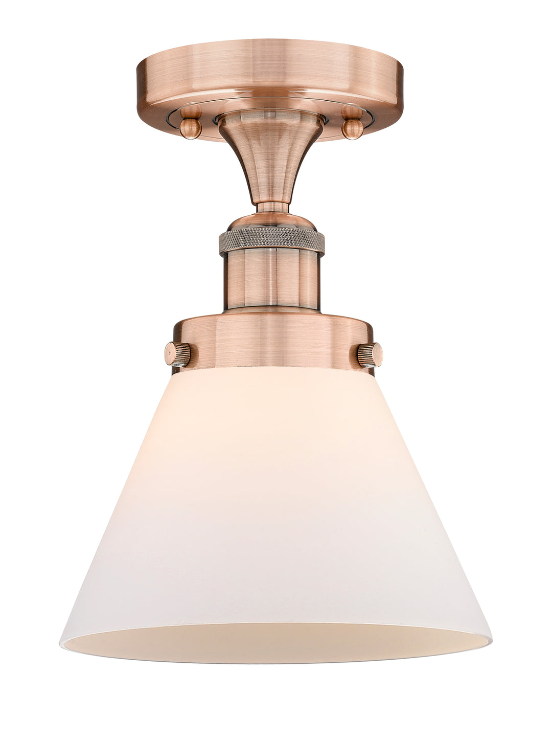 Innovations Lighting Cone 8" Semi-Flush Mount - Antique Copper Ceiling Semi Flush Mounts Innovations Lighting Matte White ; Glass Type: Frosted  