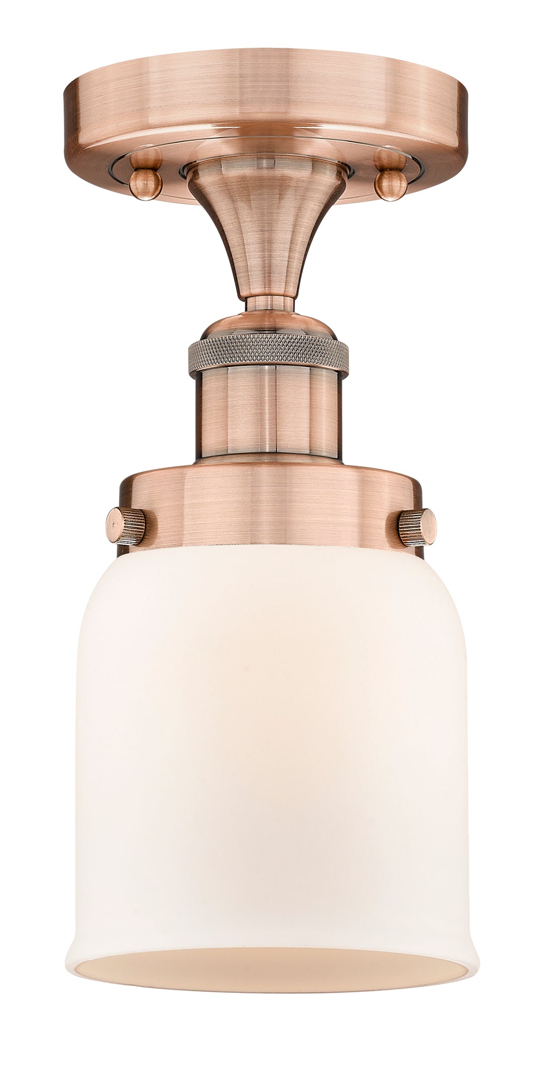 Innovations Lighting Bell 5" Semi-Flush Mount - Antique Copper Ceiling Semi Flush Mounts Innovations Lighting Matte White ; Glass Type: Frosted  