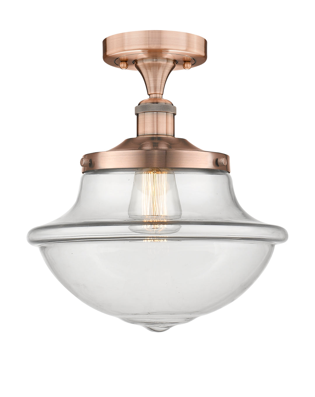 Innovations Lighting Oxford 12" Semi-Flush Mount - Antique Copper Ceiling Semi Flush Mounts Innovations Lighting Clear ; Glass Type: Transparent  