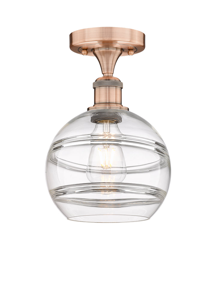 Innovations Lighting Rochester 8" Semi-Flush Mount - Antique Copper Ceiling Semi Flush Mounts Innovations Lighting Clear ; Glass Type: Clear  