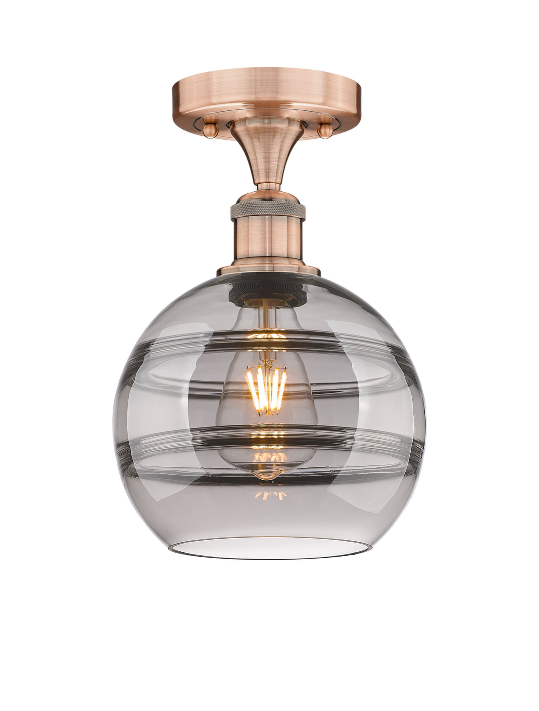 Innovations Lighting Rochester 8" Semi-Flush Mount - Antique Copper Ceiling Semi Flush Mounts Innovations Lighting Light Smoke ; Glass Type: Smoked  