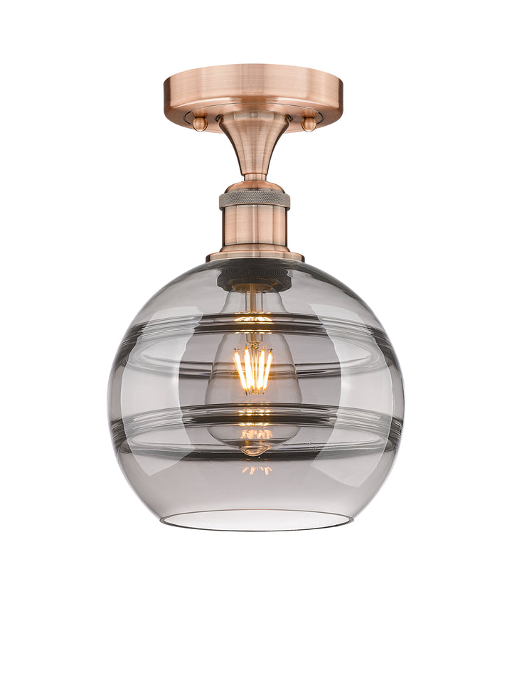 Innovations Lighting Rochester 8" Semi-Flush Mount - Antique Copper Ceiling Semi Flush Mounts Innovations Lighting Light Smoke ; Glass Type: Smoked  