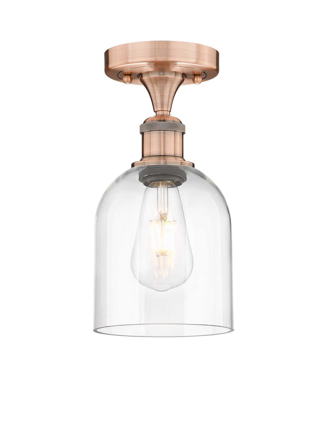 Innovations Lighting Bella 6" Semi-Flush Mount - Antique Copper Ceiling Semi Flush Mounts Innovations Lighting Clear ; Glass Type: Clear  