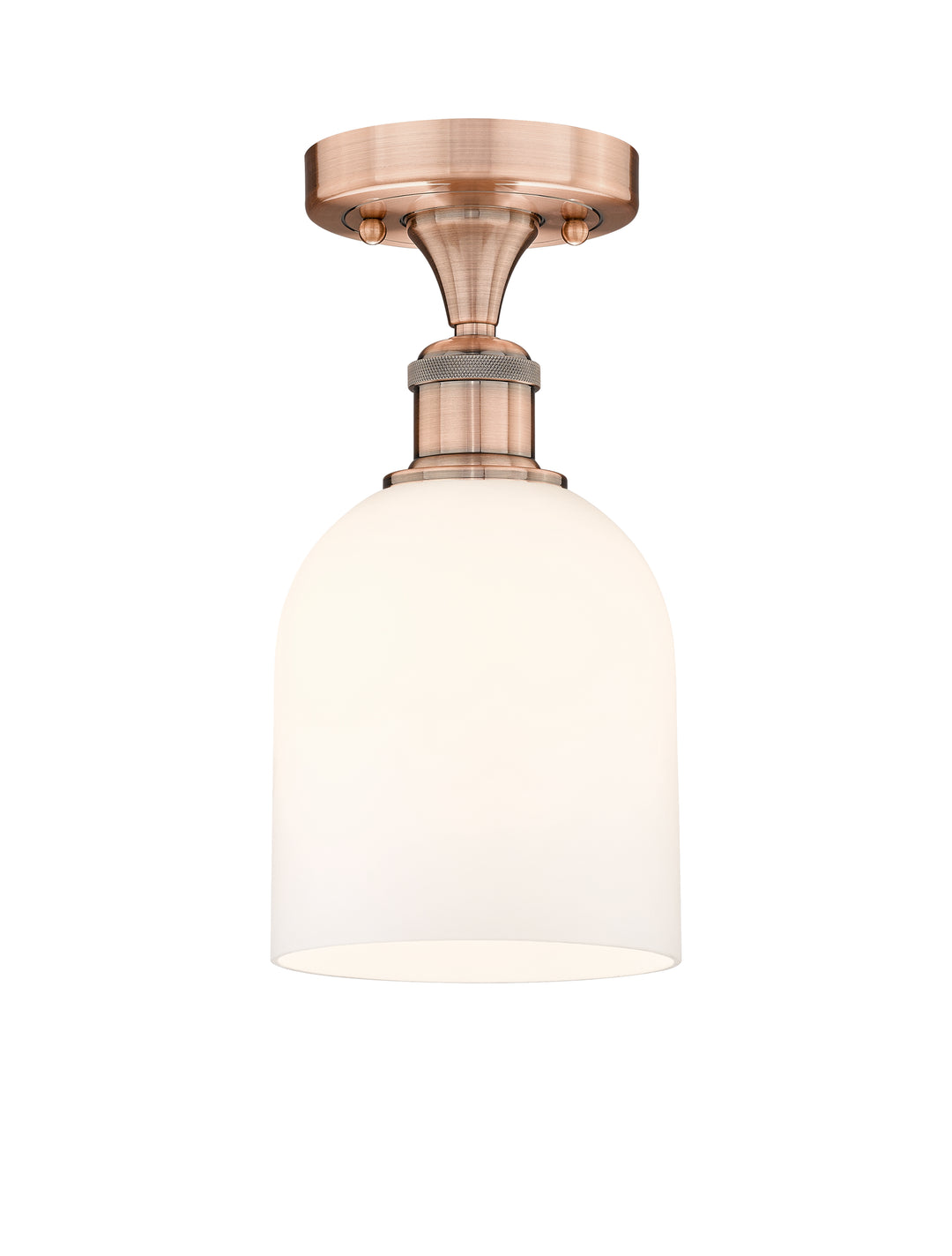 Innovations Lighting Bella 6" Semi-Flush Mount - Antique Copper Ceiling Semi Flush Mounts Innovations Lighting White ; Glass Type: White  