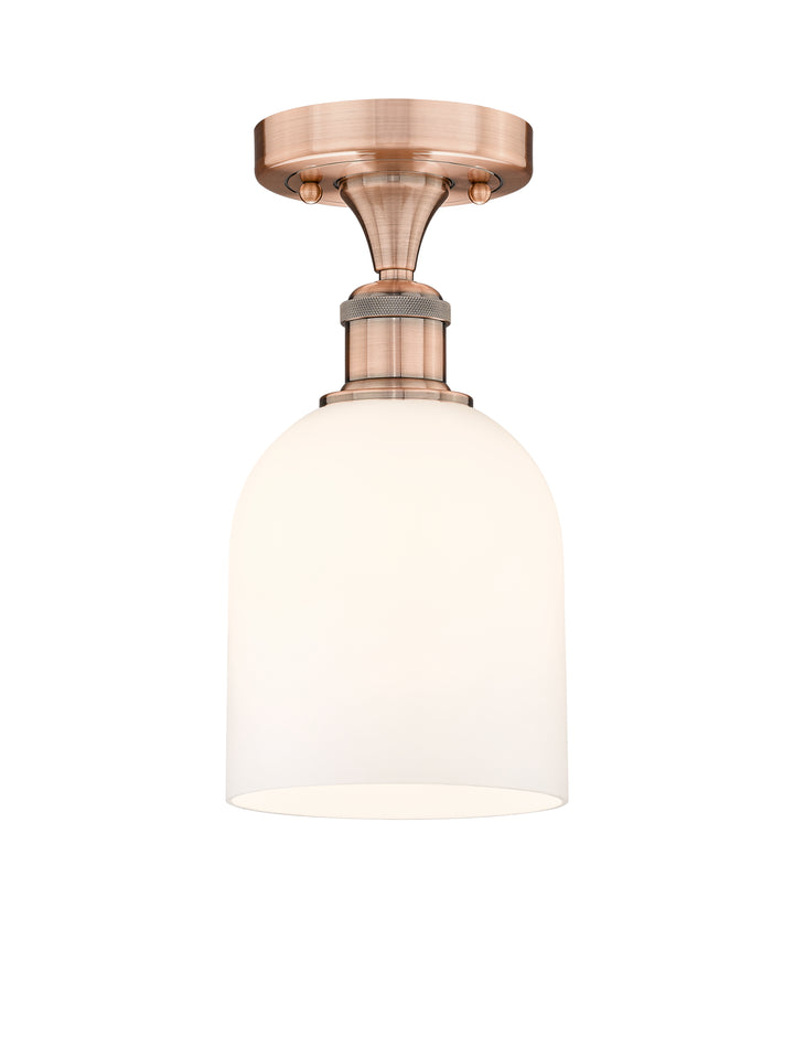 Innovations Lighting Bella 6" Semi-Flush Mount - Antique Copper Ceiling Semi Flush Mounts Innovations Lighting White ; Glass Type: White  