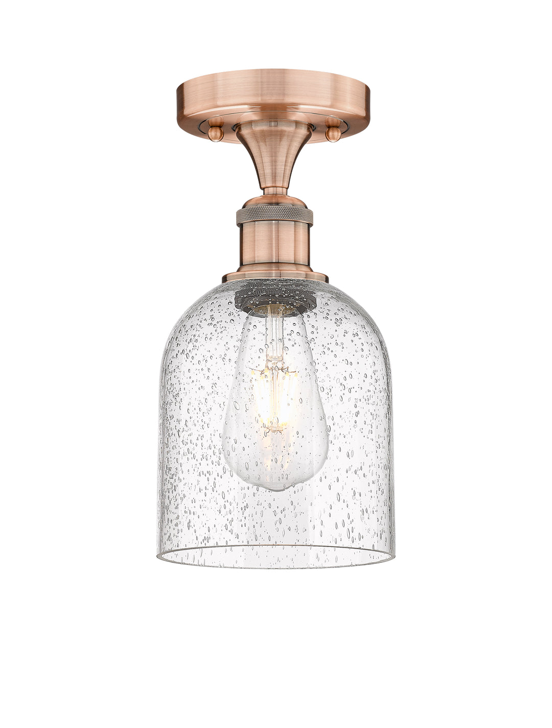 Innovations Lighting Bella 6" Semi-Flush Mount - Antique Copper Ceiling Semi Flush Mounts Innovations Lighting Seedy ; Glass Type: Transparent  