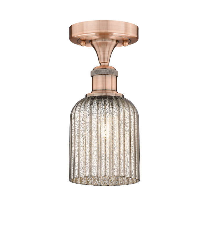 Innovations Lighting Bridal Veil 5" Semi-Flush Mount - Antique Copper Ceiling Semi Flush Mounts Innovations Lighting Mercury ; Glass Type: Mercury; Ribbed  