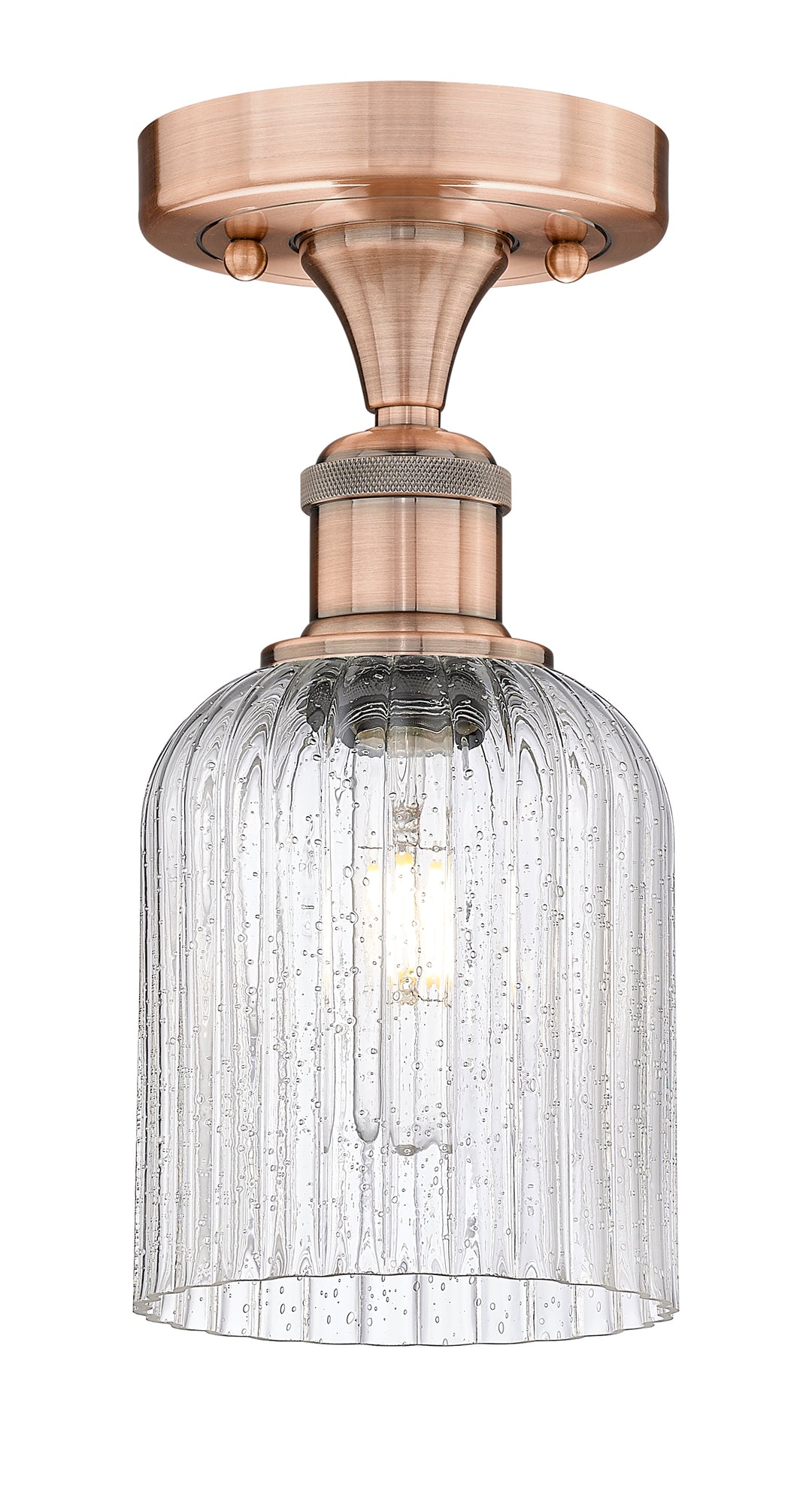 Innovations Lighting Bridal Veil 5" Semi-Flush Mount - Antique Copper Ceiling Semi Flush Mounts Innovations Lighting Seedy ; Glass Type: Seedy; Ribbed  