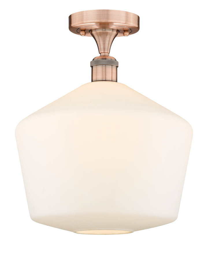 Innovations Lighting Cindyrella 12" Semi-Flush Mount - Antique Copper Ceiling Semi Flush Mounts Innovations Lighting Cased Matte White ; Glass Type: White  