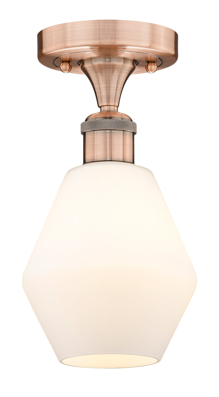 Innovations Lighting Cindyrella 6" Semi-Flush Mount - Antique Copper Ceiling Semi Flush Mounts Innovations Lighting Cased Matte White ; Glass Type: White  