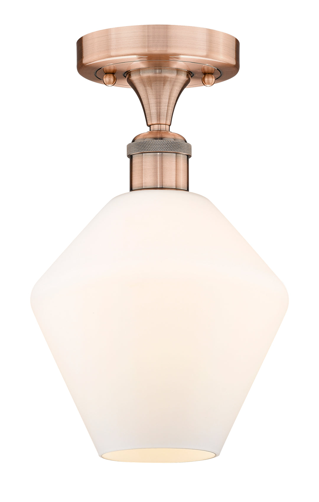 Innovations Lighting Cindyrella 8" Semi-Flush Mount - Antique Copper Ceiling Semi Flush Mounts Innovations Lighting Cased Matte White ; Glass Type: White  