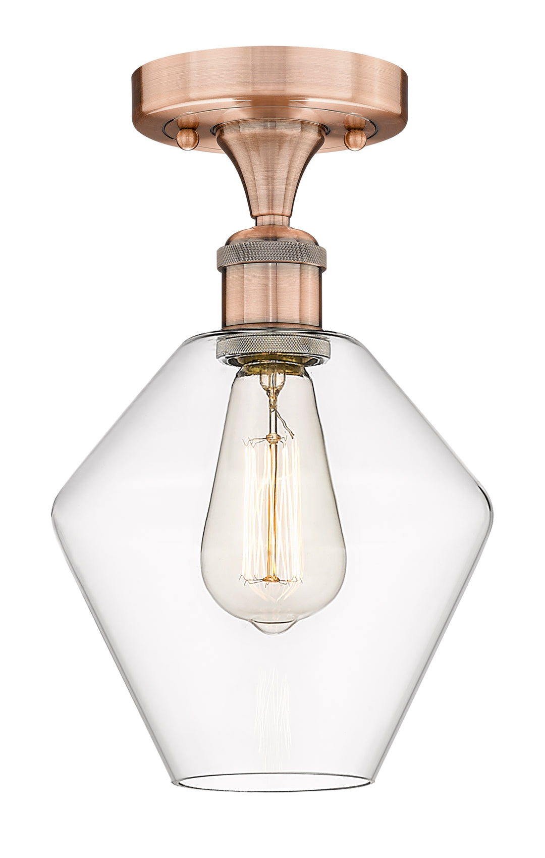 Innovations Lighting Cindyrella 8" Semi-Flush Mount - Antique Copper Ceiling Semi Flush Mounts Innovations Lighting Clear ; Glass Type: Clear  