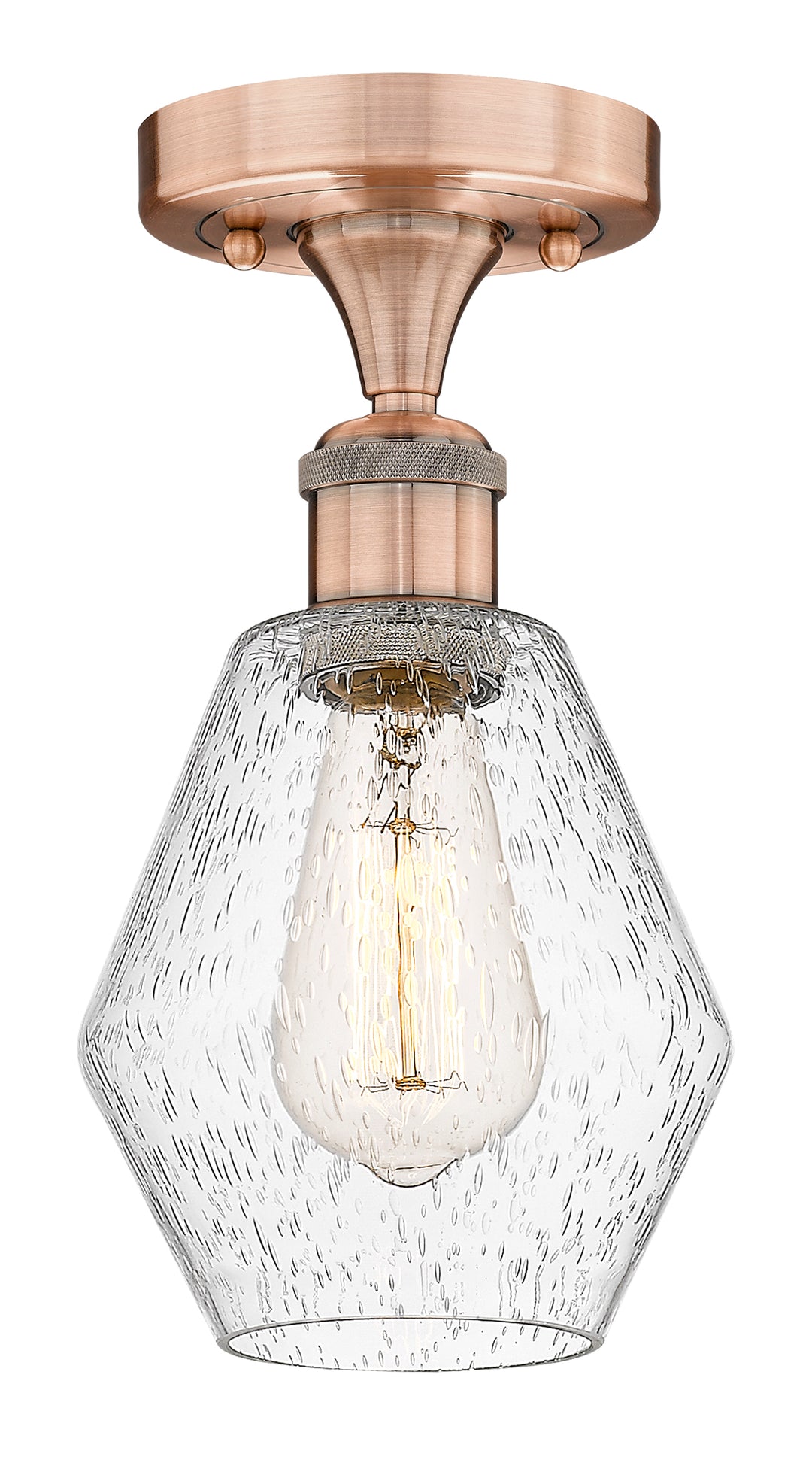 Innovations Lighting Cindyrella 6" Semi-Flush Mount - Antique Copper Ceiling Semi Flush Mounts Innovations Lighting Seedy ; Glass Type: Seeded  