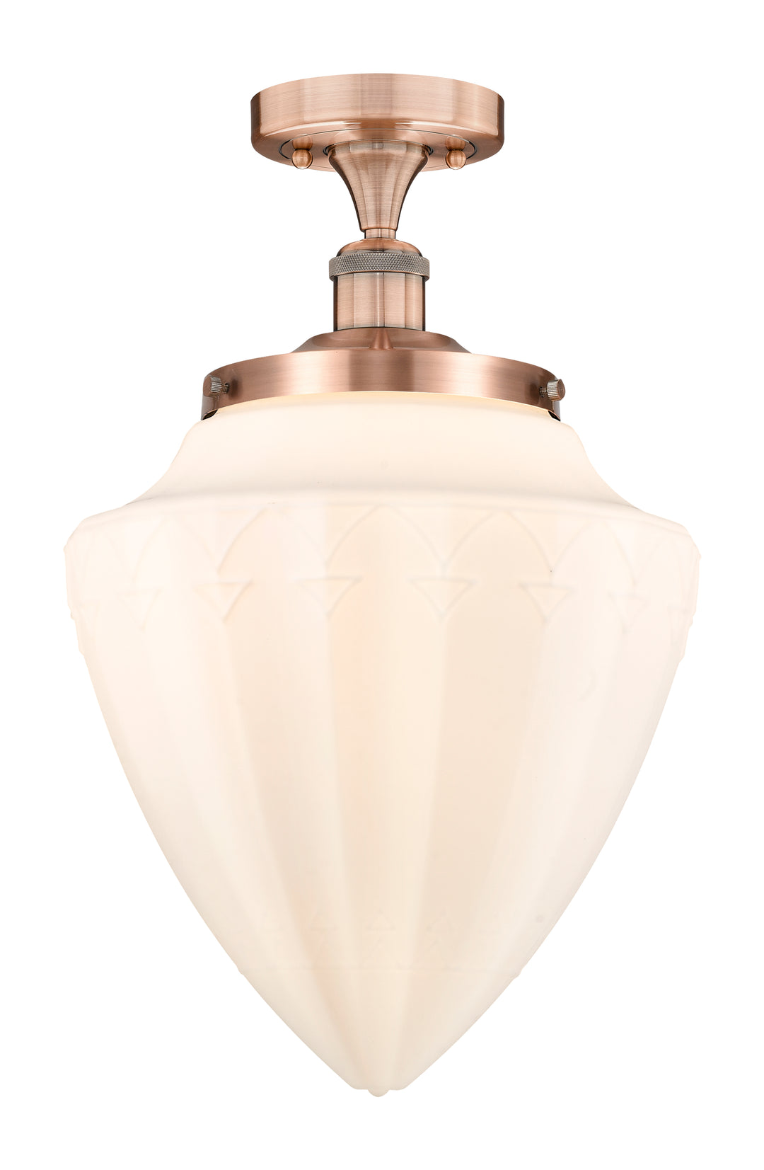 Innovations Lighting Bridgeton 15.75" Semi-Flush Mount Ceiling Semi Flush Mounts Innovations Lighting Antique Copper Matte White ; Glass Type: Frosted 