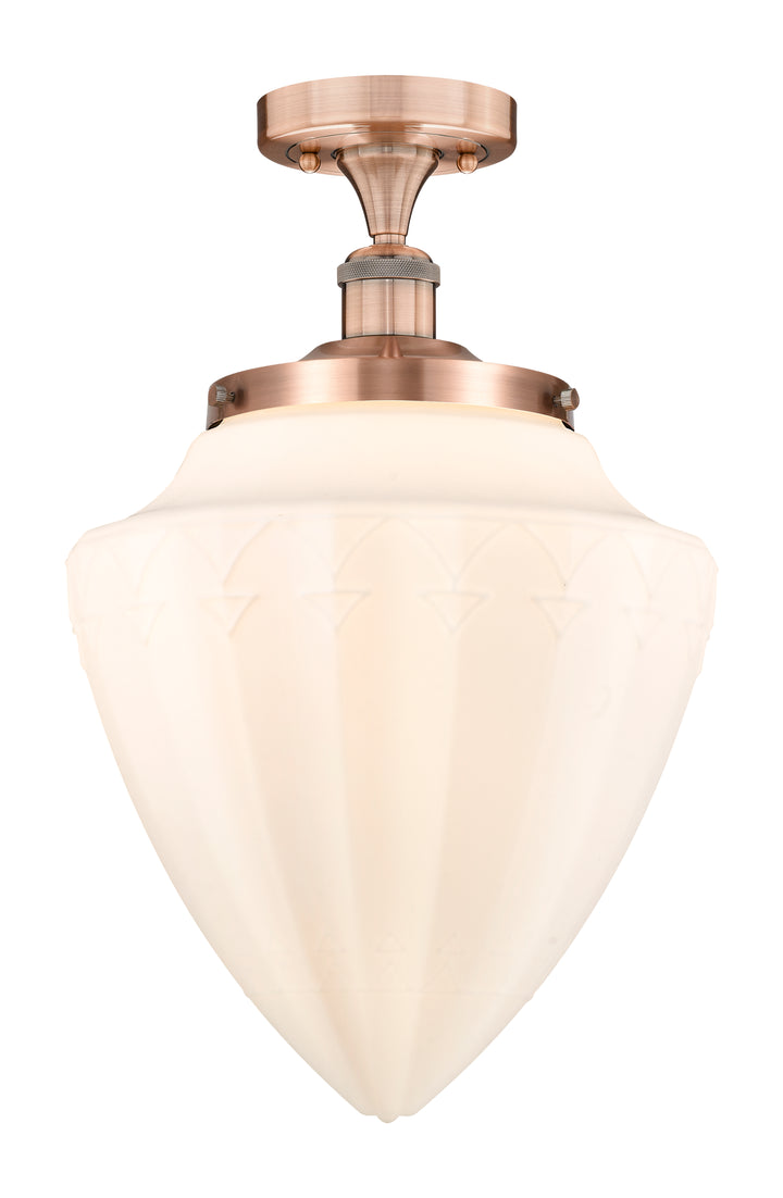 Innovations Lighting Bridgeton 15.75" Semi-Flush Mount Ceiling Semi Flush Mounts Innovations Lighting Antique Copper Matte White ; Glass Type: Frosted 