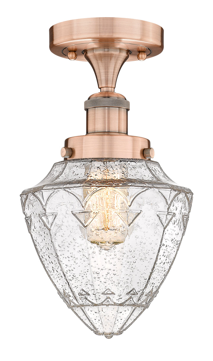 Innovations Lighting Bullet 7" Semi-Flush Mount - Antique Copper Ceiling Semi Flush Mounts Innovations Lighting Seedy ; Glass Type: Seeded  