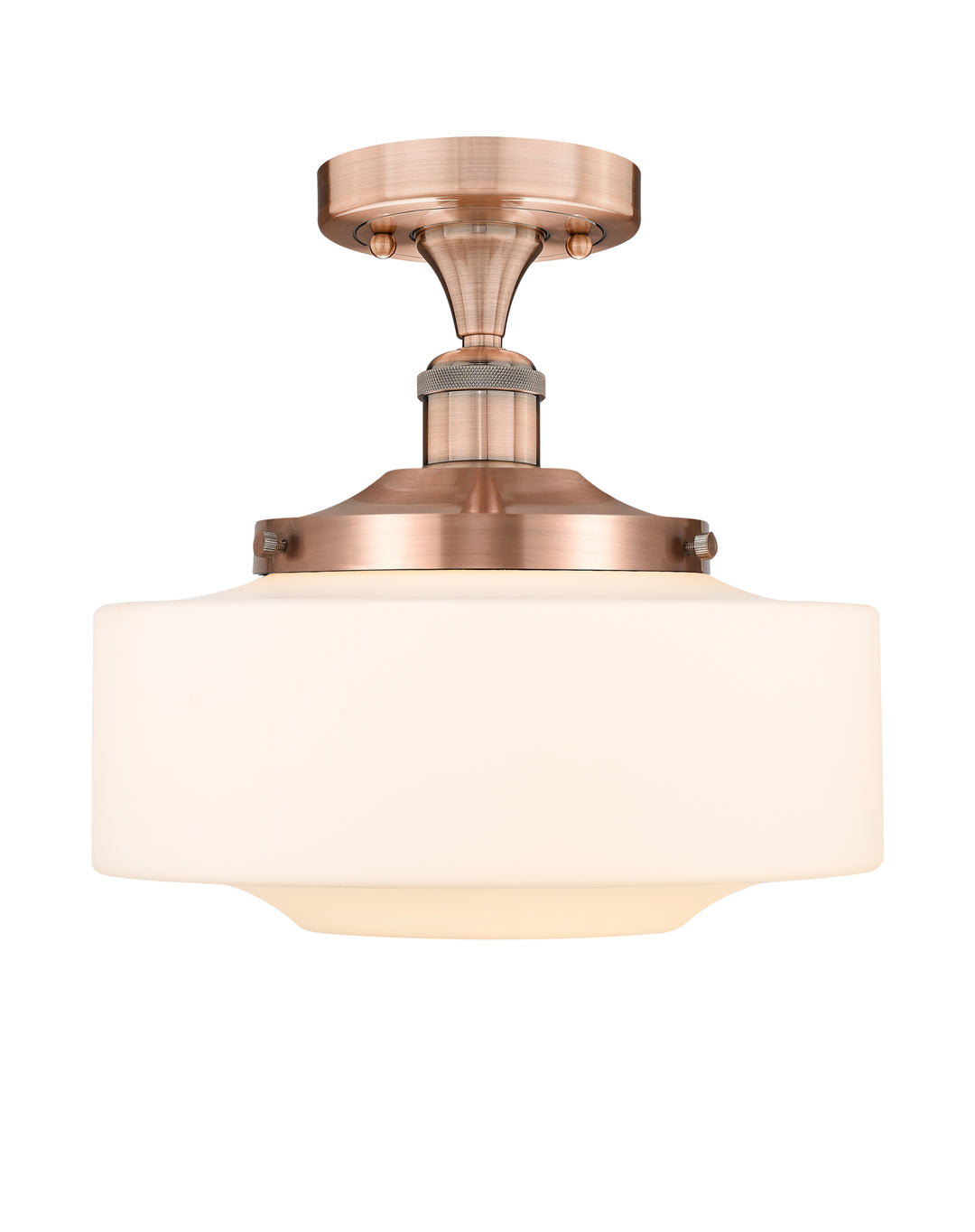 Innovations Lighting Bridgeton 12" Semi-Flush Mount - Antique Copper Ceiling Semi Flush Mounts Innovations Lighting Matte White ; Glass Type: Frosted  