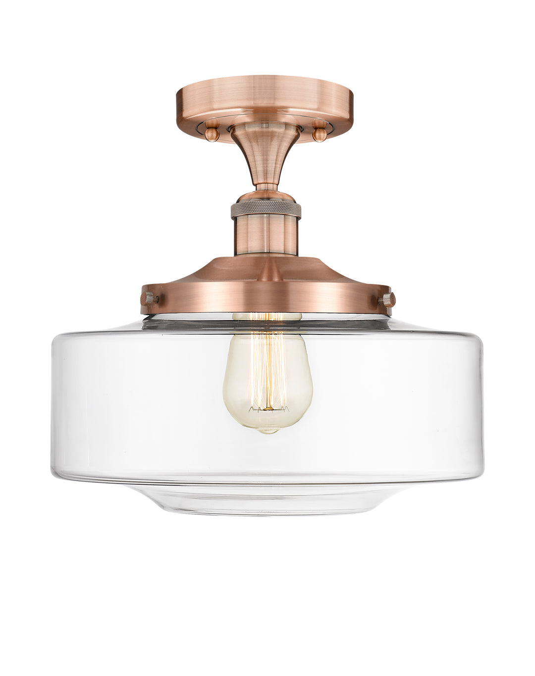 Innovations Lighting Bridgeton 12" Semi-Flush Mount - Antique Copper Ceiling Semi Flush Mounts Innovations Lighting Clear ; Glass Type: Transparent  