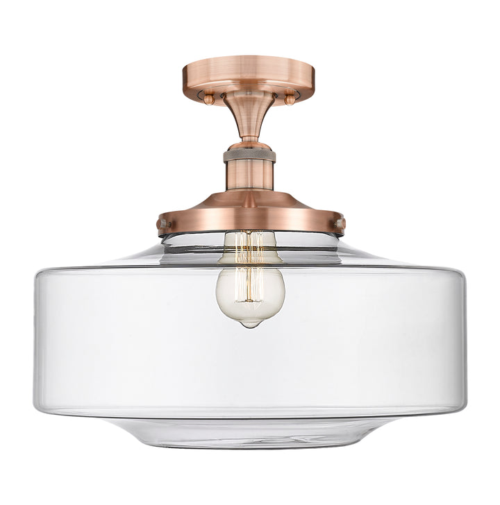 Innovations Lighting Bridgeton 16" Semi-Flush Mount - Antique Copper Ceiling Semi Flush Mounts Innovations Lighting Clear ; Glass Type: Transparent  