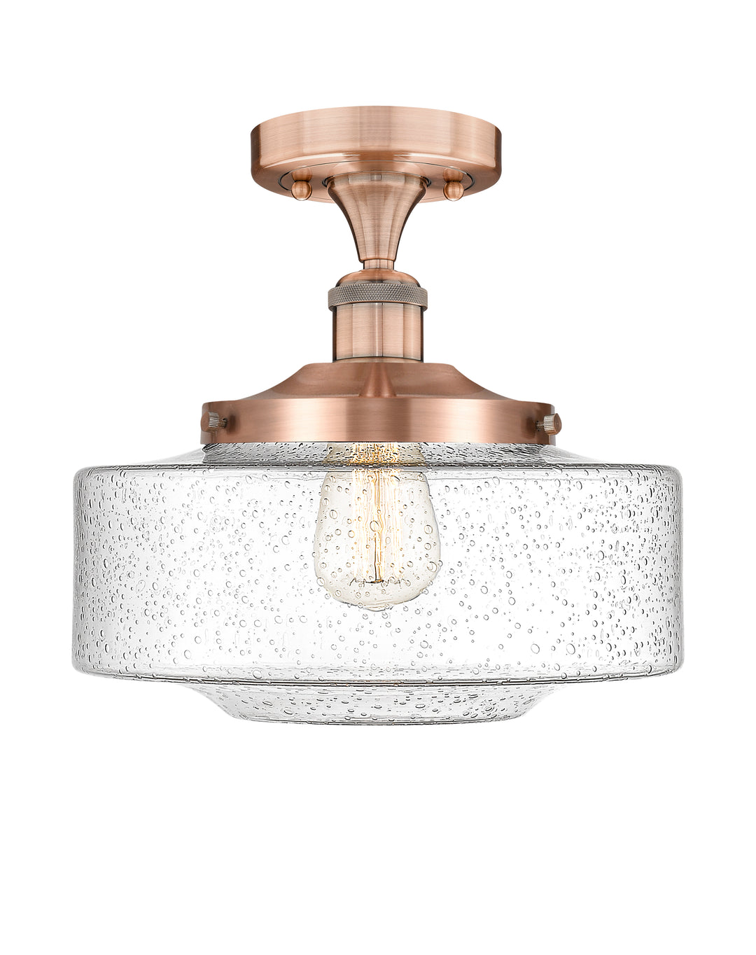 Innovations Lighting Bridgeton 12" Semi-Flush Mount - Antique Copper Ceiling Semi Flush Mounts Innovations Lighting Seedy ; Glass Type: Seeded  