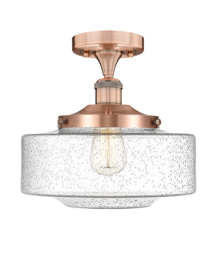 Innovations Lighting Bridgeton 12" Semi-Flush Mount - Antique Copper Ceiling Semi Flush Mounts Innovations Lighting Seedy ; Glass Type: Seeded  