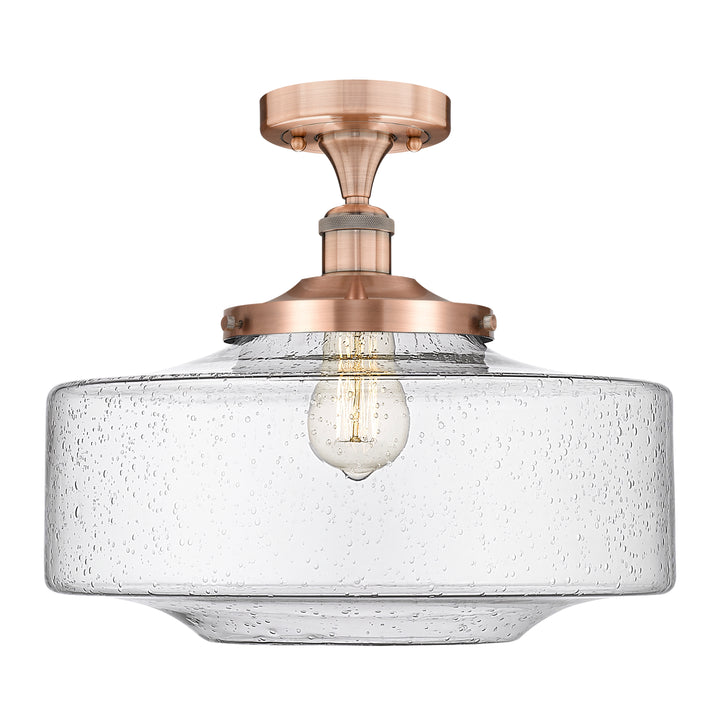 Innovations Lighting Bridgeton 16" Semi-Flush Mount - Antique Copper Ceiling Semi Flush Mounts Innovations Lighting Seedy ; Glass Type: Seeded  