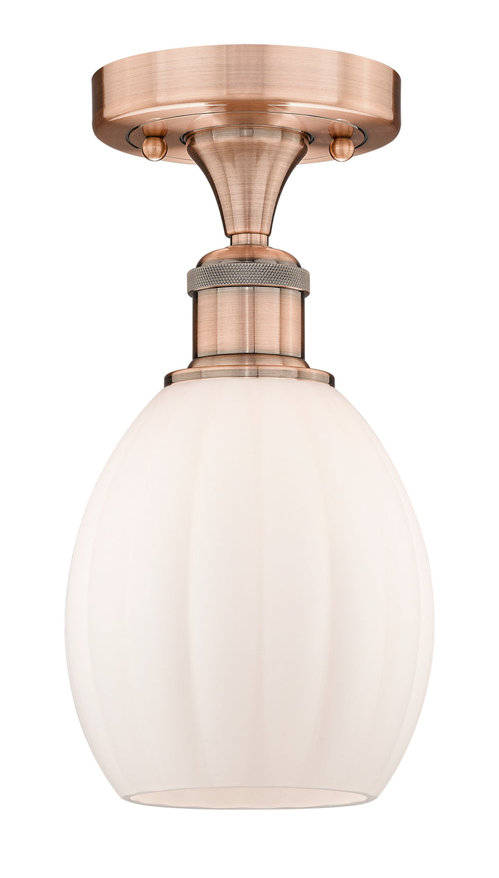 Innovations Lighting Eaton 5.5" Semi-Flush Mount - Antique Copper Ceiling Semi Flush Mounts Innovations Lighting Matte White ; Glass Type: White; Ribbed  