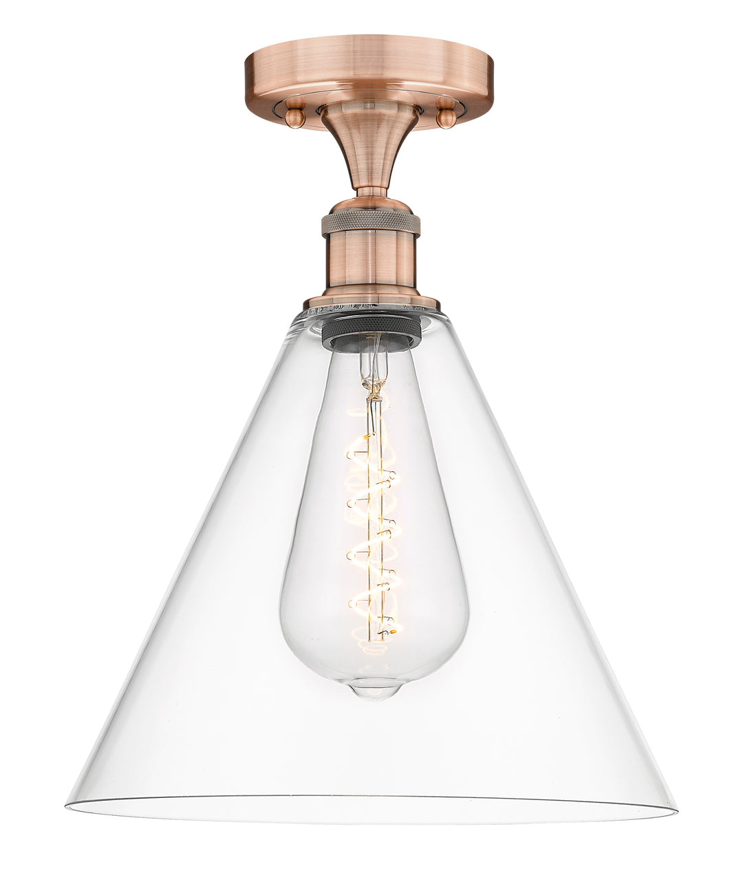 Innovations Lighting Berkshire Glass 12" Semi-Flush Mount - Antique Copper Ceiling Semi Flush Mounts Innovations Lighting Clear ; Glass Type: Clear  