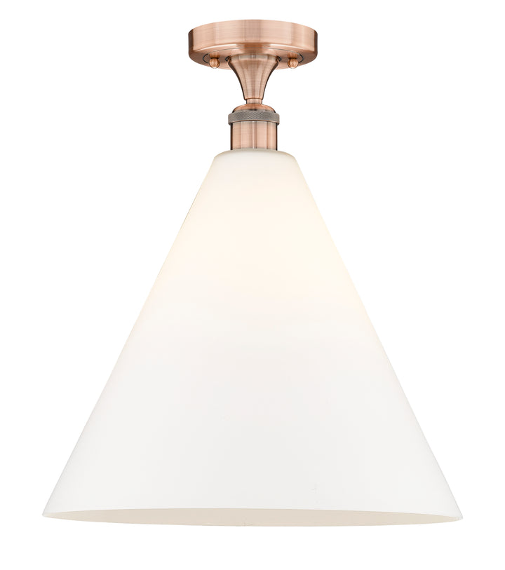 Innovations Lighting Berkshire Glass 16" Semi-Flush Mount - Antique Copper Ceiling Semi Flush Mounts Innovations Lighting Matte White ; Glass Type: White  