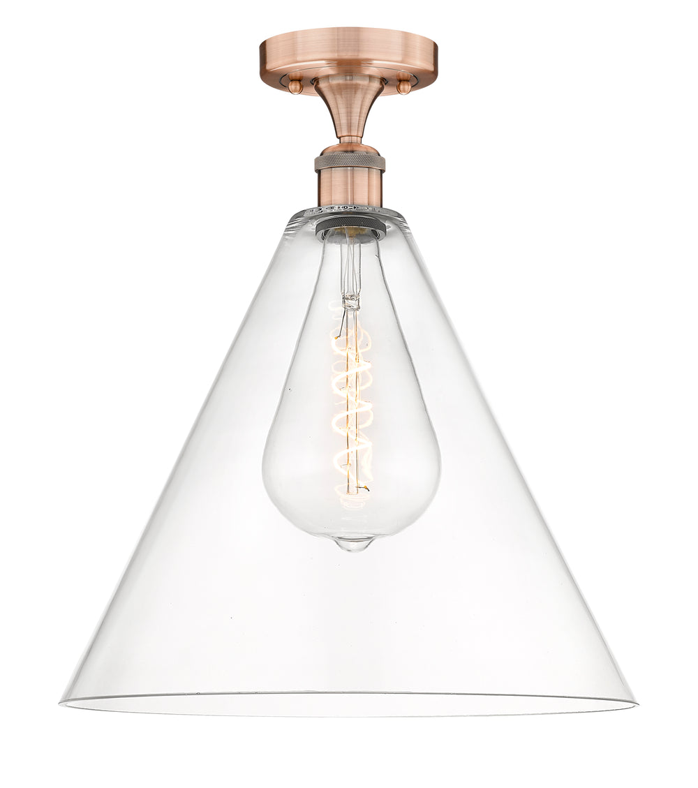 Innovations Lighting Berkshire Glass 16" Semi-Flush Mount - Antique Copper Ceiling Semi Flush Mounts Innovations Lighting Clear ; Glass Type: Clear  