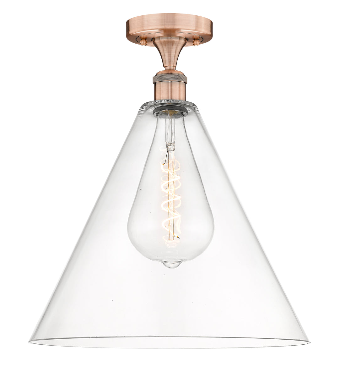 Innovations Lighting Berkshire Glass 16" Semi-Flush Mount - Antique Copper Ceiling Semi Flush Mounts Innovations Lighting Clear ; Glass Type: Clear  