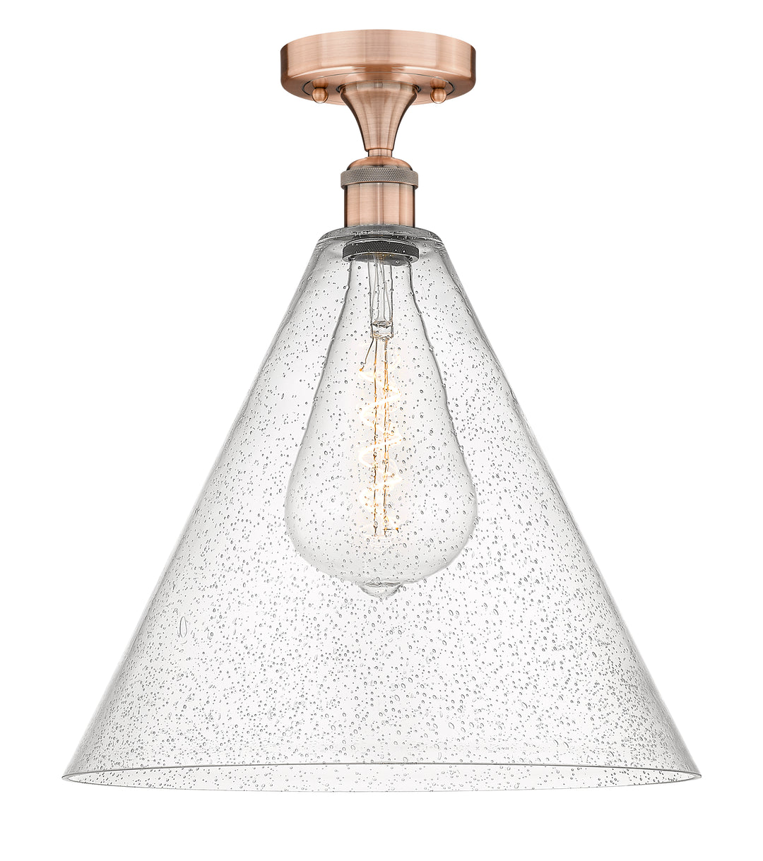 Innovations Lighting Berkshire Glass 16" Semi-Flush Mount - Antique Copper Ceiling Semi Flush Mounts Innovations Lighting Seedy ; Glass Type: Seeded  