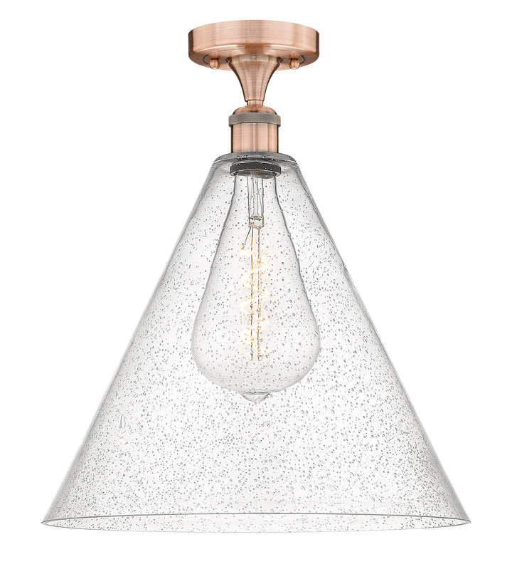 Innovations Lighting Berkshire Glass 16" Semi-Flush Mount - Antique Copper Ceiling Semi Flush Mounts Innovations Lighting Seedy ; Glass Type: Seeded  