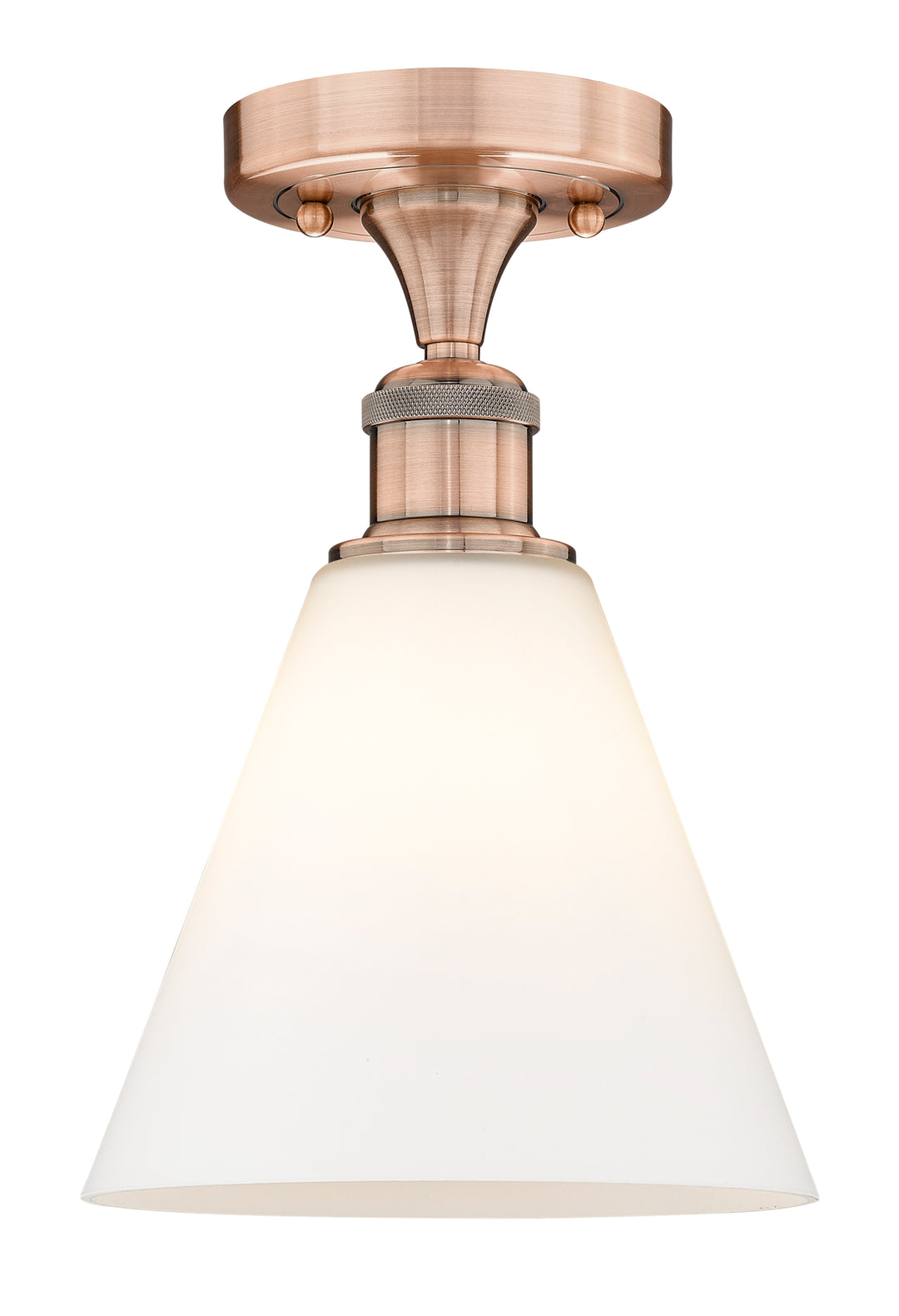 Innovations Lighting Berkshire Glass 8" Semi-Flush Mount - Antique Copper Ceiling Semi Flush Mounts Innovations Lighting Matte White ; Glass Type: White  