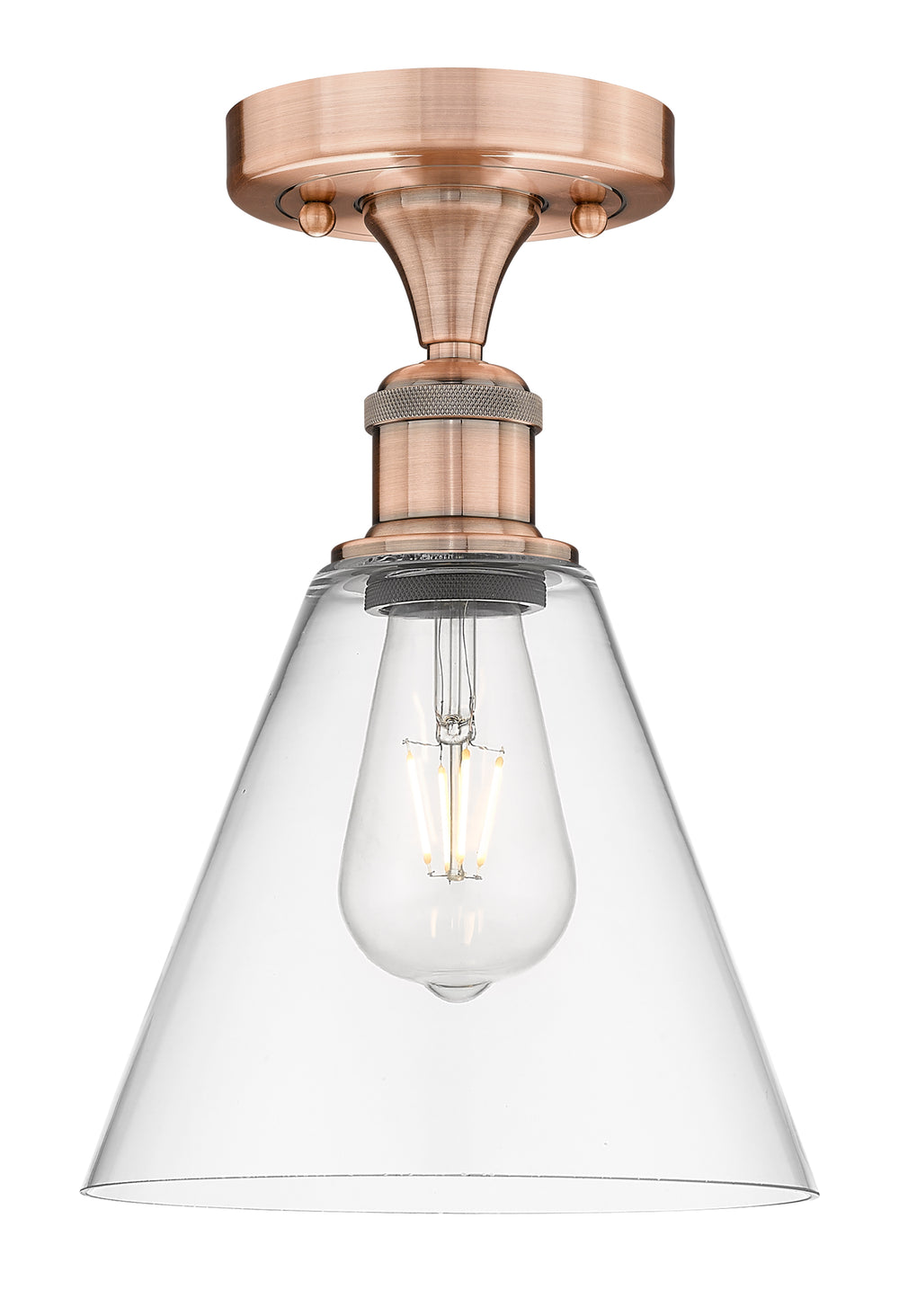 Innovations Lighting Berkshire Glass 8" Semi-Flush Mount - Antique Copper Ceiling Semi Flush Mounts Innovations Lighting Clear ; Glass Type: Clear  