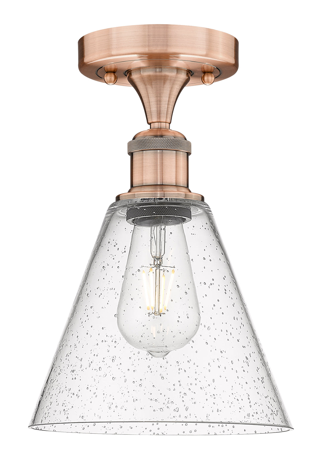 Innovations Lighting Berkshire Glass 8" Semi-Flush Mount - Antique Copper Ceiling Semi Flush Mounts Innovations Lighting Seedy ; Glass Type: Seeded  