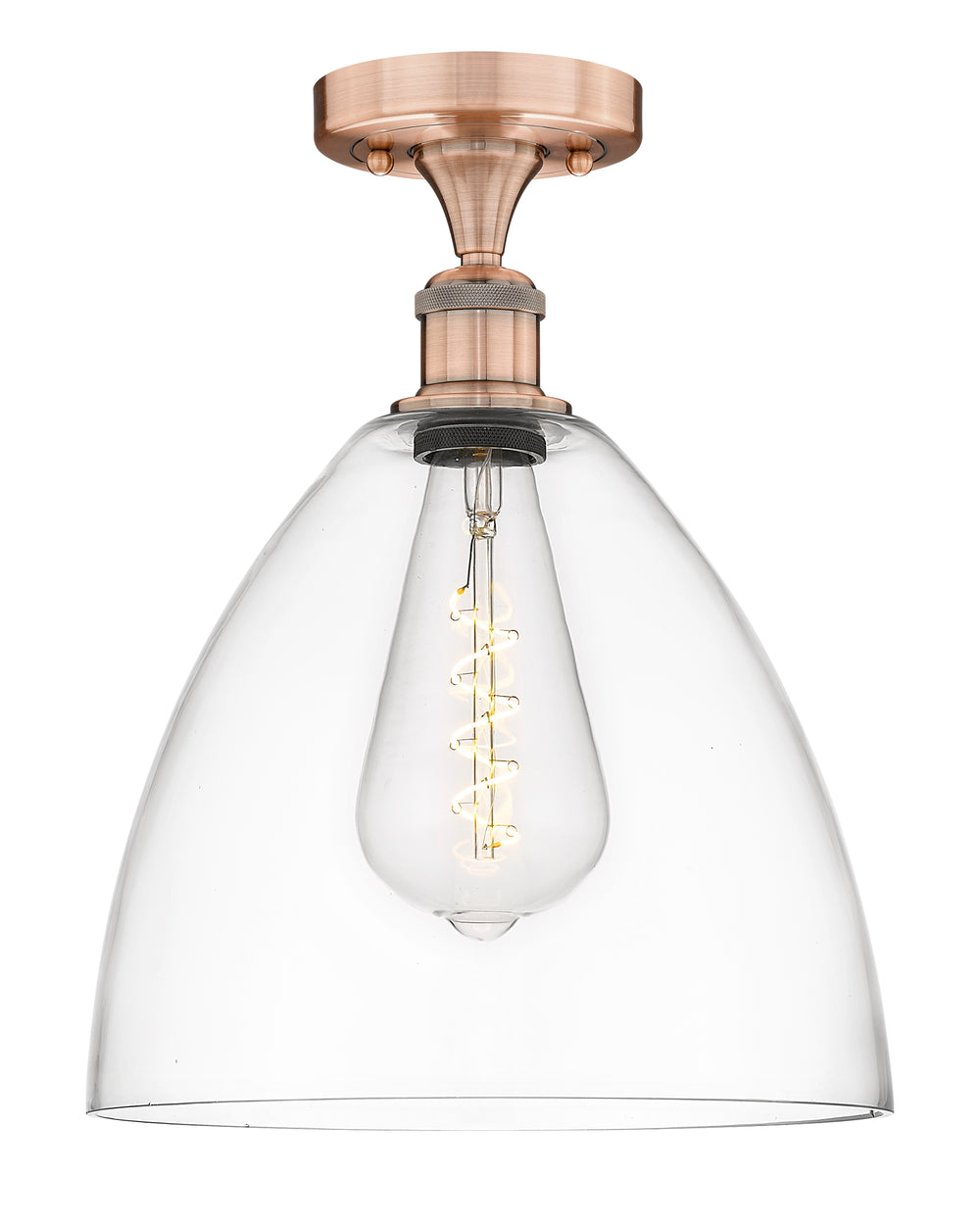 Innovations Lighting Bristol 12" Semi-Flush Mount - Antique Copper Ceiling Semi Flush Mounts Innovations Lighting Clear ; Glass Type: Clear  