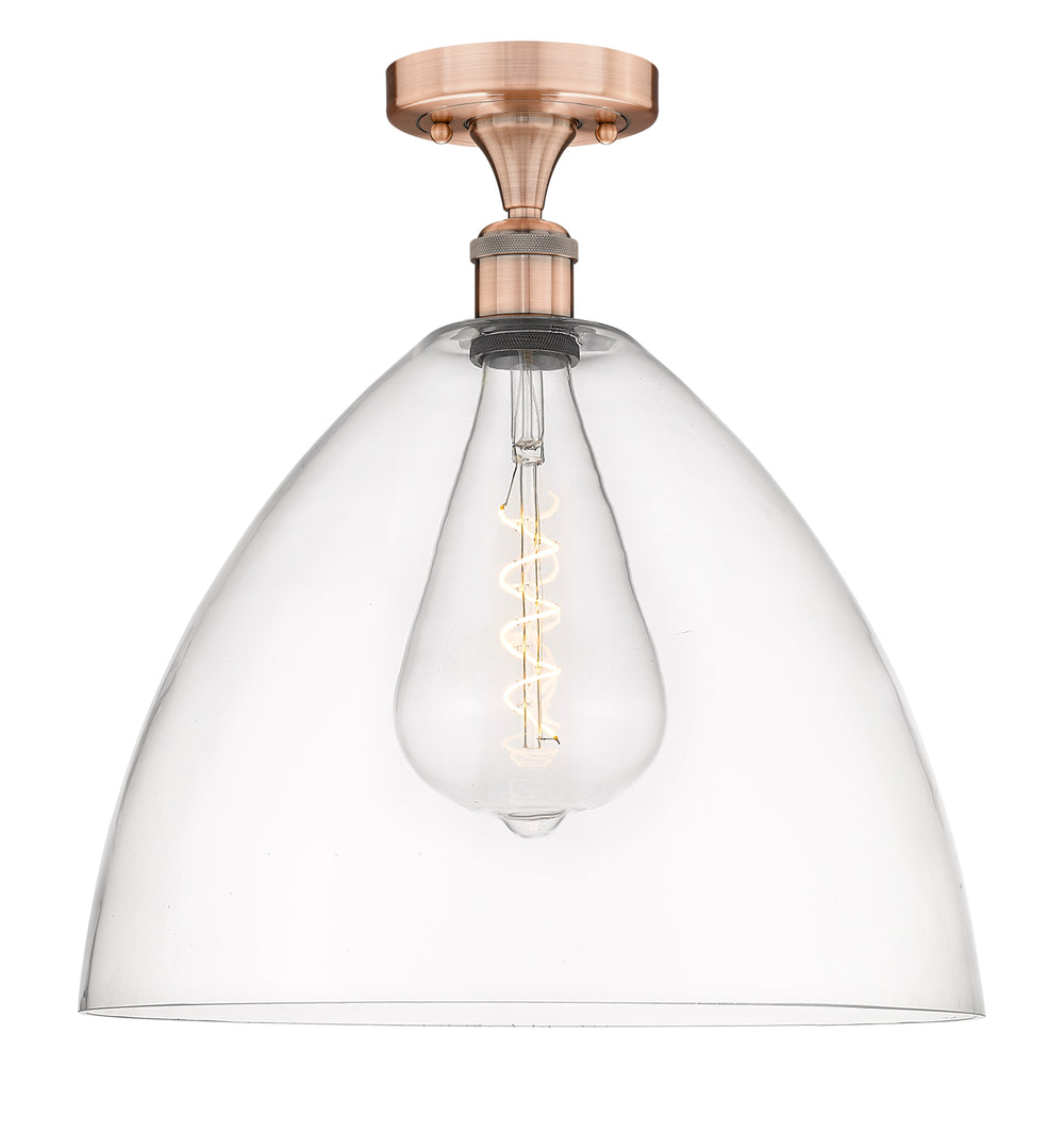 Innovations Lighting Bristol 16" Semi-Flush Mount - Antique Copper Ceiling Semi Flush Mounts Innovations Lighting Clear ; Glass Type: Clear  