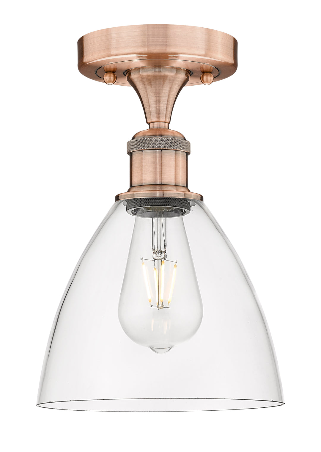 Innovations Lighting Bristol 7.5" Semi-Flush Mount - Antique Copper Ceiling Semi Flush Mounts Innovations Lighting Clear ; Glass Type: Clear  