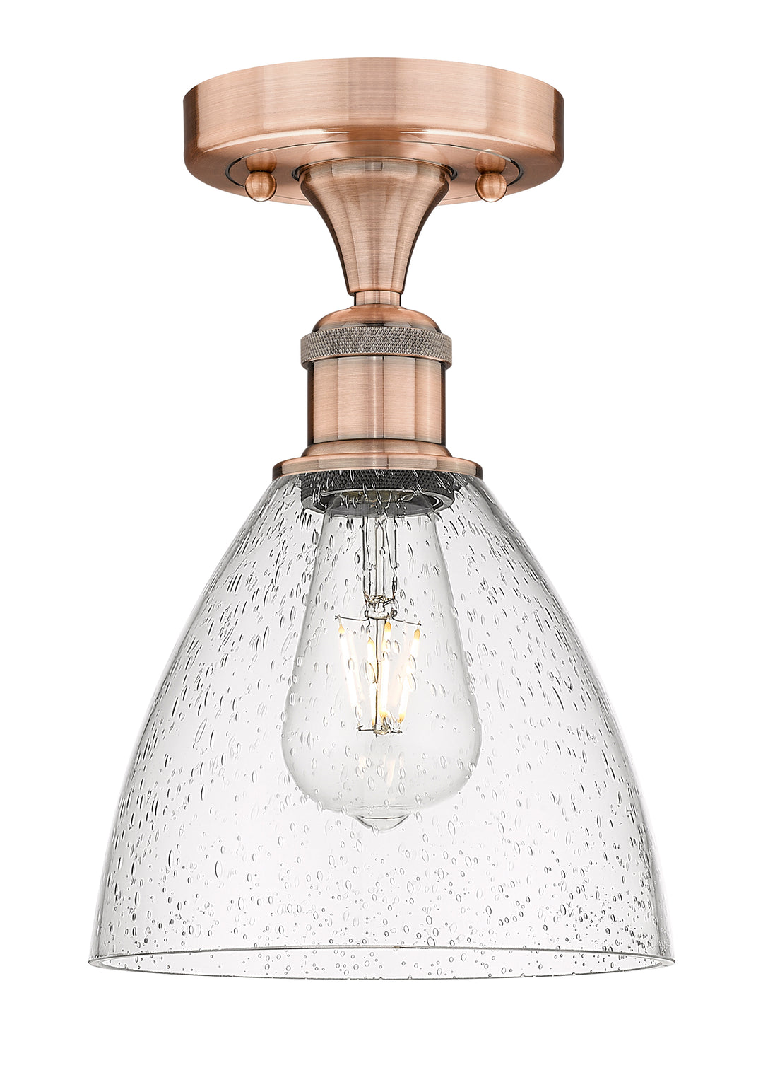 Innovations Lighting Bristol 7.5" Semi-Flush Mount - Antique Copper Ceiling Semi Flush Mounts Innovations Lighting Seedy ; Glass Type: Seeded  