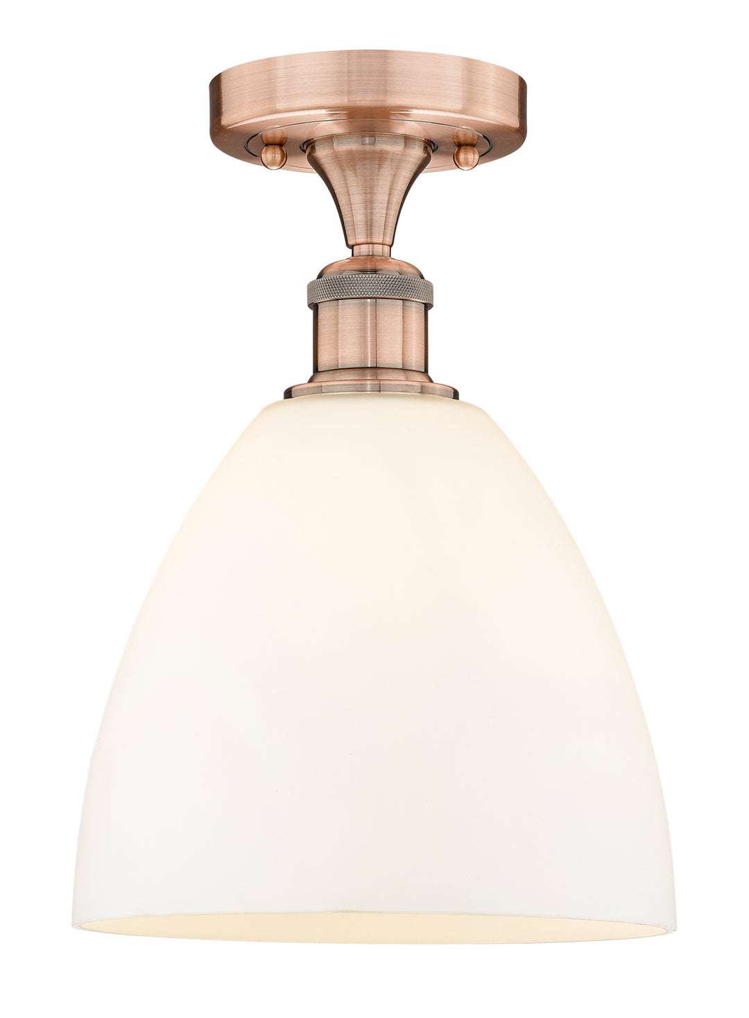 Innovations Lighting Bristol 9" Semi-Flush Mount - Antique Copper Ceiling Semi Flush Mounts Innovations Lighting Matte White ; Glass Type: White  