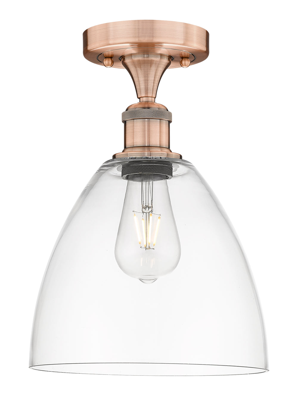 Innovations Lighting Bristol 9" Semi-Flush Mount - Antique Copper Ceiling Semi Flush Mounts Innovations Lighting Clear ; Glass Type: Clear  