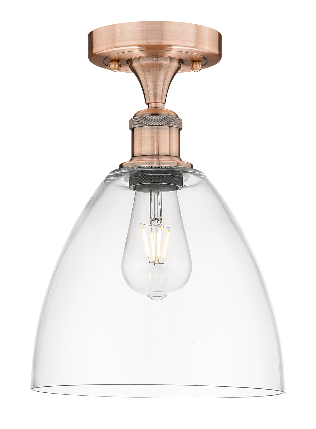 Innovations Lighting Bristol 9" Semi-Flush Mount - Antique Copper Ceiling Semi Flush Mounts Innovations Lighting Clear ; Glass Type: Clear  