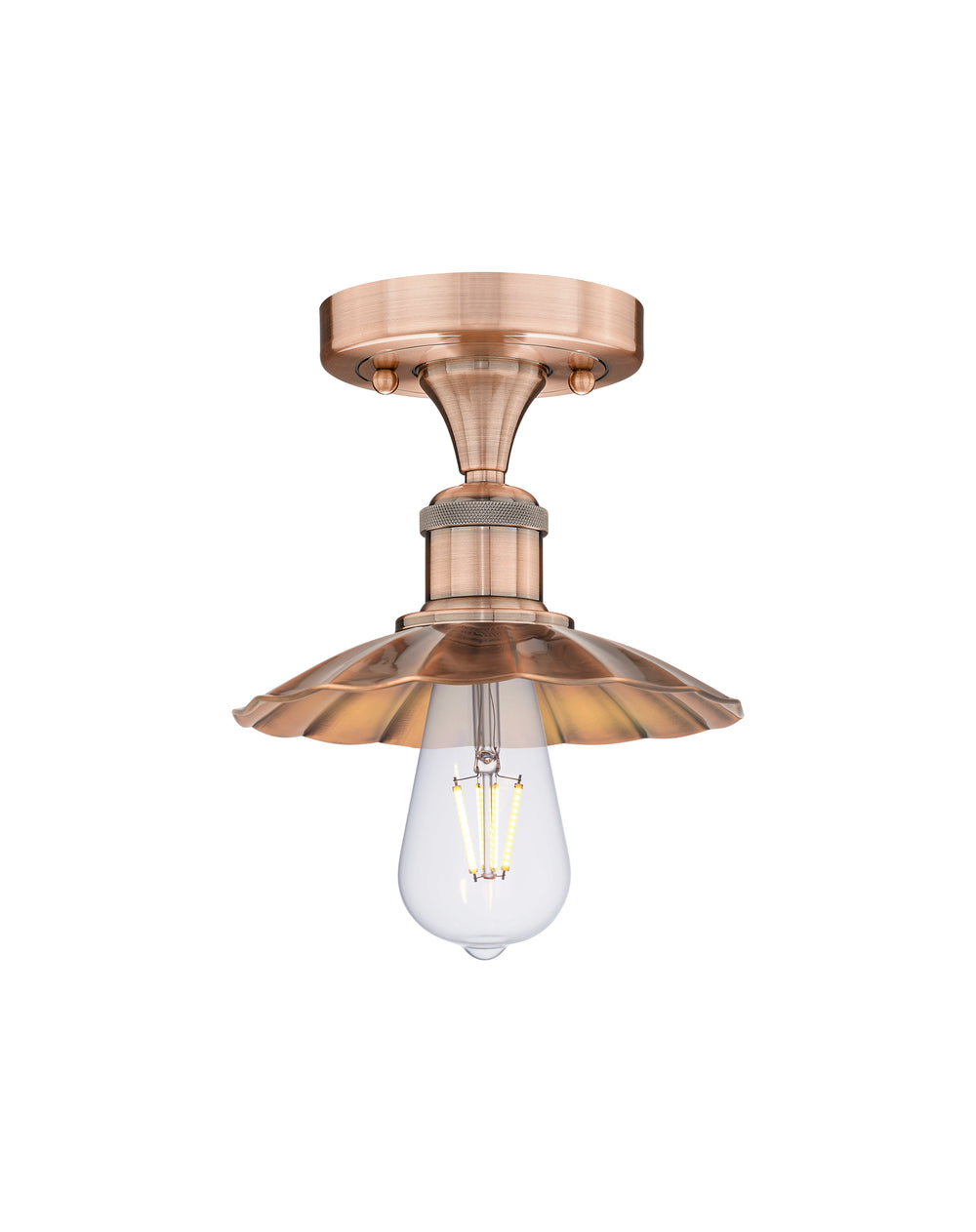 Innovations Lighting Scallop 7.5" Semi-Flush Mount - Antique Copper